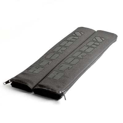 Belt pad blackwith silver writing