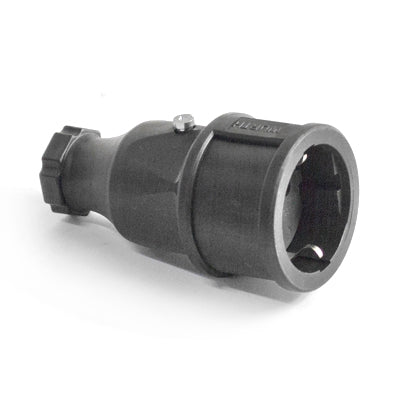 Schuko-Buchse Vollgummi 250V 16A IP20 schwarz (ohne Deckel)